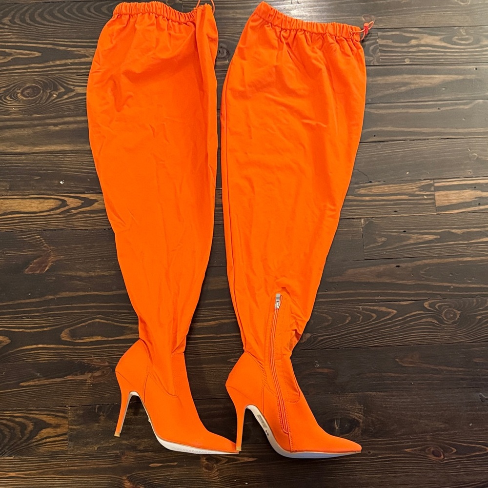 AKIRA Bold Orange Over the Knee Boots